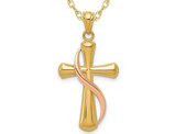 Cross Pendant Necklace in 14K Yellow and Rose Gold with Chain